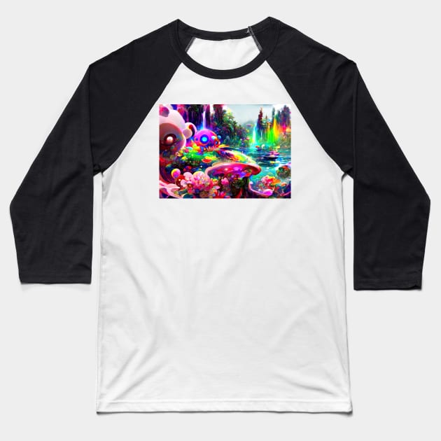 Color Globs | Hidden Lake Baseball T-Shirt by AlexandrAIart